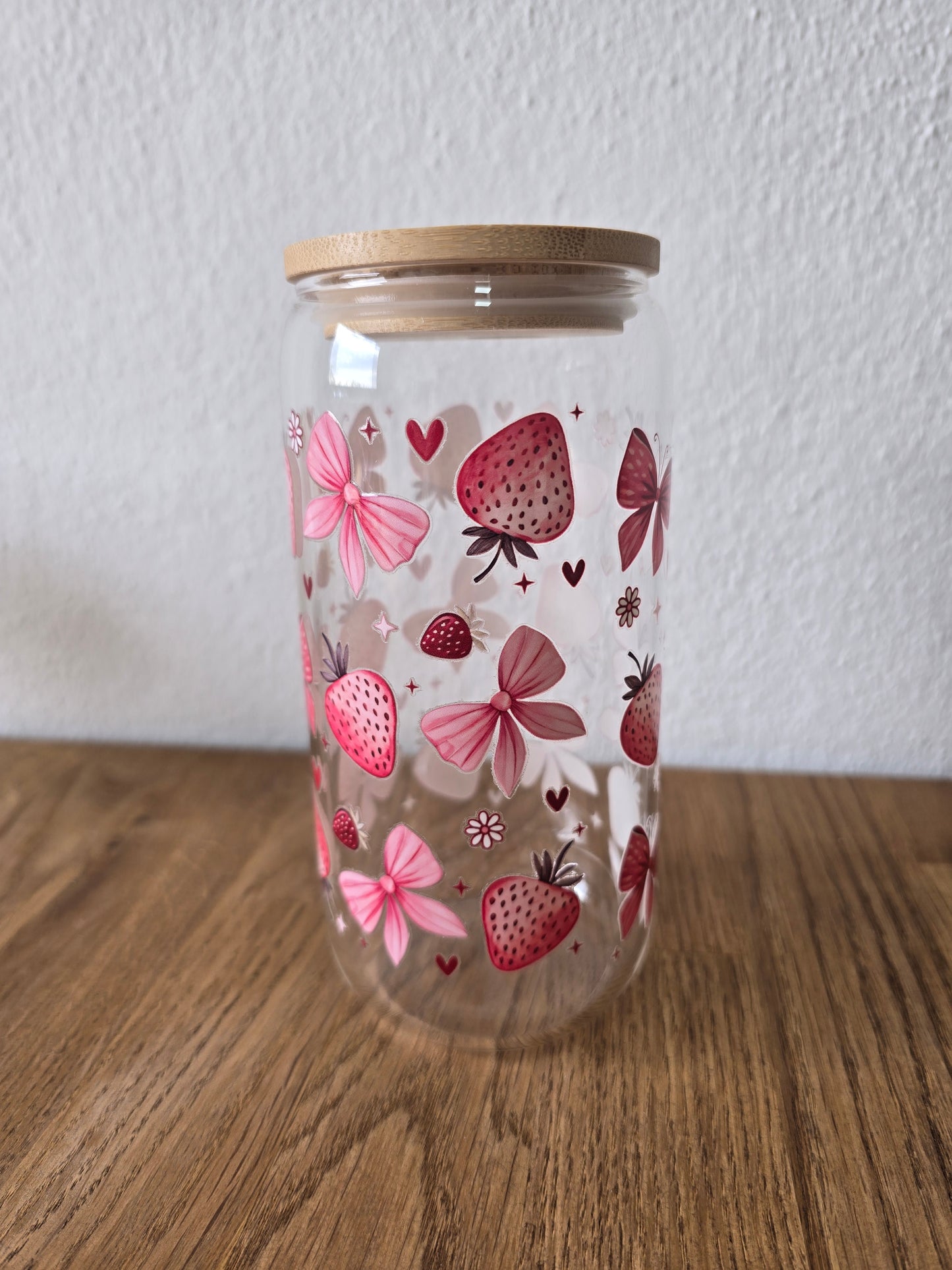 Trinkglas Erdbeeren/Schleife
