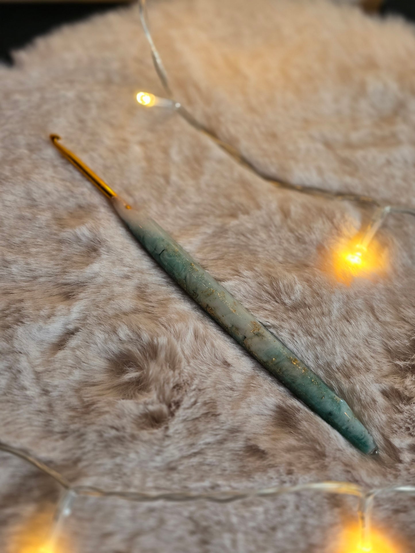 Häkelnadel 3,5mm Türkis-Gold B-Ware