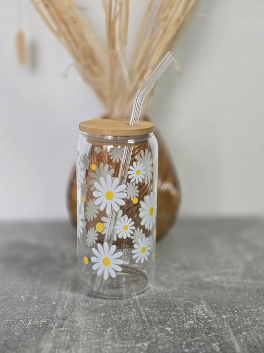 Trinkglas Blume weiß