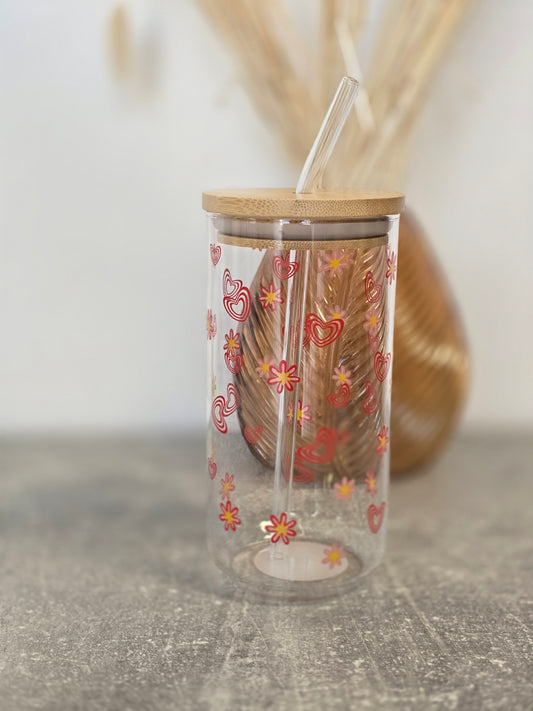 Trinkglas "Blume & Herz"