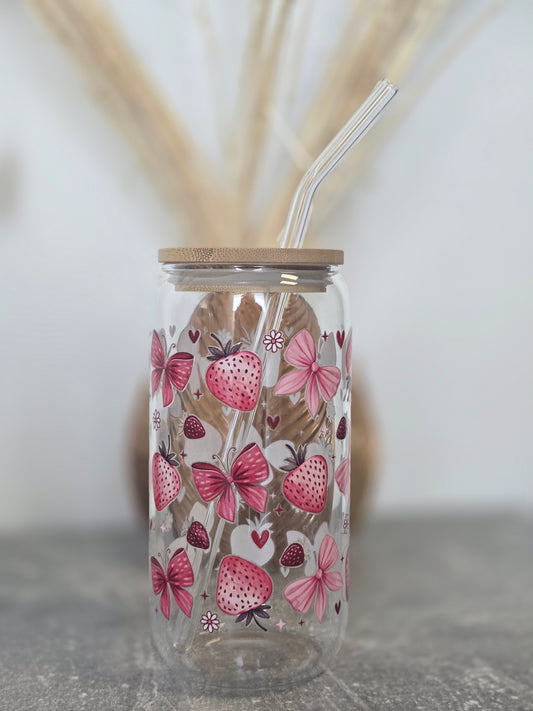Trinkglas "Erdbeeren & Schleife"